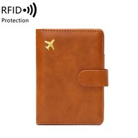 Unisex Basic Einfarbig Flugzeug Pu-leder Rfid Pass Halter main image 2