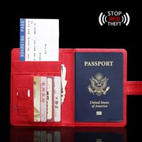 Unisex Business Letter Airplane Pu Leather Rfid Passport Holders main image 4