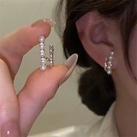 1 Pair Lady Heart Shape Bow Knot Inlay Artificial Crystal Zircon Drop Earrings Earrings sku image 1