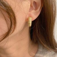 1 Pair Commute C Shape Plating Stainless Steel Gold Plated Earrings main image 2