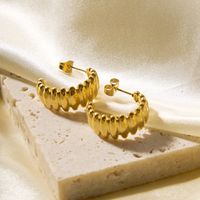 1 Pair Commute C Shape Plating Stainless Steel Gold Plated Earrings main image 4