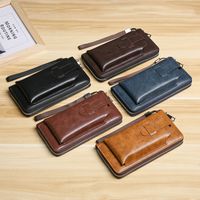 Unisex Solid Color Pu Leather Zipper Buckle Wallets main image 6