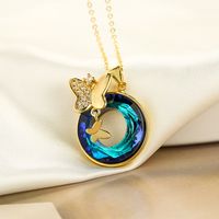 Elegant Butterfly Copper Plating Inlay Zircon 18k Gold Plated Pendant Necklace main image 3