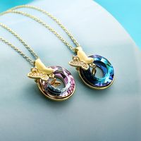 Elegant Butterfly Copper Plating Inlay Zircon 18k Gold Plated Pendant Necklace main image 1