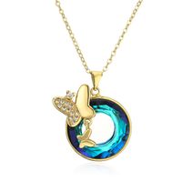 Elegant Butterfly Copper Plating Inlay Zircon 18k Gold Plated Pendant Necklace sku image 1