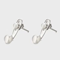 1 Pair Casual Streetwear Geometric Inlay Sterling Silver Pearl White Gold Plated Ear Studs main image 4