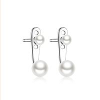1 Pair Casual Streetwear Geometric Inlay Sterling Silver Pearl White Gold Plated Ear Studs main image 5