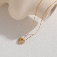 Elegant Shiny Heart Shape Flower Copper Plating Inlay Zircon 14k Gold Plated Pendant Necklace main image 8