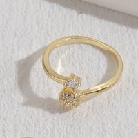 Elegant Shiny Cross Copper Plating Inlay Zircon 14k Gold Plated Open Ring sku image 2