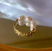 Elegant Geometric Stainless Steel Freshwater Pearl Plating Rings Earrings Necklace 1 Piece 1 Pair sku image 1