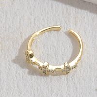 Elegant Shiny Cross Copper Plating Inlay Zircon 14k Gold Plated Open Ring sku image 6