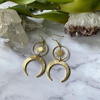 1 Pair Ethnic Style Simple Style Sun Moon Plating Metal Drop Earrings main image 5