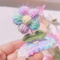Cute Flower Wool Knitting Hair Clip sku image 2