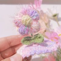 Cute Flower Wool Knitting Hair Clip sku image 1