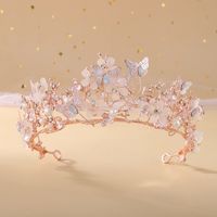 Elegant Braut Süss Blume Schmetterling Legierung Überzug Inlay Künstlicher Kristall Künstliche Perlen Strasssteine Krone main image 1