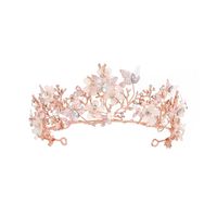 Elegant Bridal Sweet Flower Butterfly Alloy Plating Inlay Artificial Crystal Artificial Pearls Rhinestones Crown main image 4