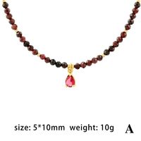 Vintage Style Water Droplets Heart Shape Artificial Gemstones Freshwater Pearl Copper Beaded Plating Inlay Zircon 18k Gold Plated Pendant Necklace sku image 4