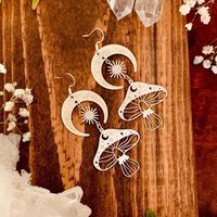 1 Pair Retro Ethnic Style Sun Moon Mushroom Plating Hollow Out Alloy Drop Earrings main image 1