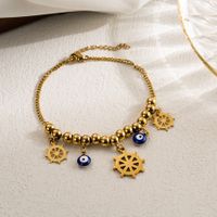 Casual Devil's Eye Butterfly Stainless Steel Imitation Pearl Layered Gold Plated Bracelets main image 3