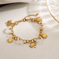Casual Devil's Eye Butterfly Stainless Steel Imitation Pearl Layered Gold Plated Bracelets main image 5