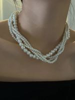 Fashion Retro Bright Pearl Multi-layer Beaded Necklace Clavicle Chain sku image 9