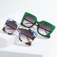 Casual Simple Style Marble Ac Square Inlaid Pearls Full Frame Women's Sunglasses main image 3