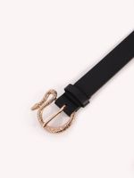 Simple Style Solid Color Snake Pu Leather Alloy Women's Leather Belts sku image 2