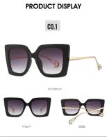 Casual Simple Style Marble Ac Square Inlaid Pearls Full Frame Women's Sunglasses sku image 1