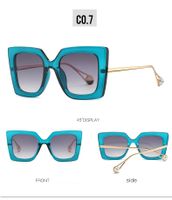 Casual Simple Style Marble Ac Square Inlaid Pearls Full Frame Women's Sunglasses sku image 5