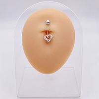 Basic Retro Heart Shape Flower Butterfly Stainless Steel Inlay Zircon Belly Ring sku image 4