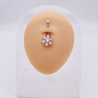 Basic Retro Heart Shape Flower Butterfly Stainless Steel Inlay Zircon Belly Ring sku image 25