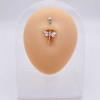 Basic Retro Heart Shape Flower Butterfly Stainless Steel Inlay Zircon Belly Ring sku image 7