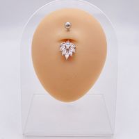 Basic Retro Heart Shape Flower Butterfly Stainless Steel Inlay Zircon Belly Ring sku image 28