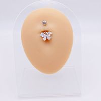 Basic Retro Heart Shape Flower Butterfly Stainless Steel Inlay Zircon Belly Ring sku image 19