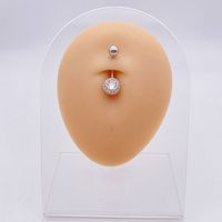 Basic Retro Heart Shape Flower Butterfly Stainless Steel Inlay Zircon Belly Ring sku image 16