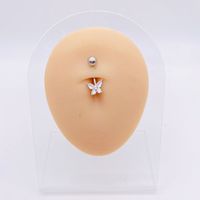 Basic Retro Heart Shape Flower Butterfly Stainless Steel Inlay Zircon Belly Ring sku image 20