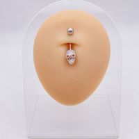 Basic Retro Heart Shape Flower Butterfly Stainless Steel Inlay Zircon Belly Ring sku image 12