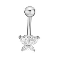Basic Retro Heart Shape Flower Butterfly Stainless Steel Inlay Zircon Belly Ring sku image 13