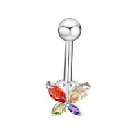 Basic Retro Heart Shape Flower Butterfly Stainless Steel Inlay Zircon Belly Ring sku image 18