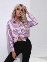Women's Blouse Long Sleeve Blouses Button Casual Classic Style Solid Color main image 5