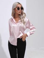 Women's Blouse Long Sleeve Blouses Button Casual Classic Style Solid Color main image 3
