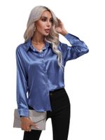 Women's Blouse Long Sleeve Blouses Button Casual Classic Style Solid Color main image 2