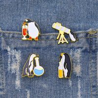 Cute Simple Style Penguin Alloy Stoving Varnish Women's Brooches main image 6