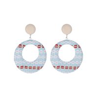 Européenne Et Américaine De La Mode Nouveau Style Boucles D'oreilles Style Bohème Rétro Contraste Couleur Oreille Goujons Simple Tissage Creux Anneau Rond Boucles D'oreilles Femmes sku image 5