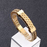 Hip-Hop Rock Solid Color Titanium Steel Plating 18K Gold Plated Men'S Bracelets sku image 4