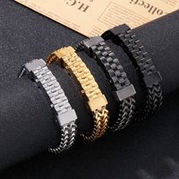 Hip-Hop Rock Solid Color Titanium Steel Plating 18K Gold Plated Men'S Bracelets main image 4