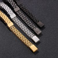 Hip-Hop Rock Solid Color Titanium Steel Plating 18K Gold Plated Men'S Bracelets main image 3