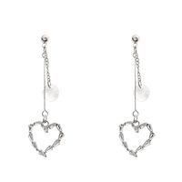 1 Pair Simple Style Heart Shape Patchwork Alloy Drop Earrings main image 2