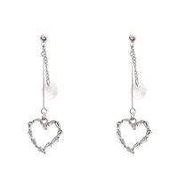 1 Pair Vacation Simple Style Heart Shape Plating Inlay Alloy Zircon Silver Plated Drop Earrings main image 4