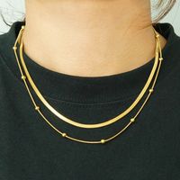 Hip-Hop Simple Style Solid Color Stainless Steel Layered Plating 18K Gold Plated Women'S Layered Necklaces main image 1